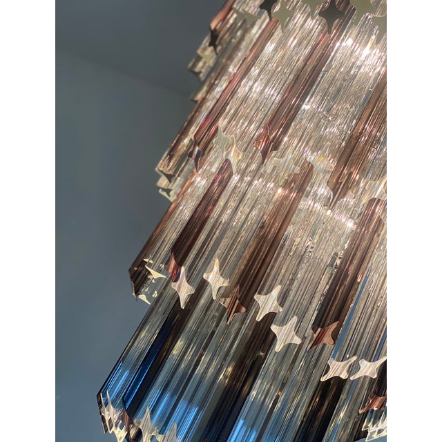Contemporary Quadriedro Fumè and Clear Murano Glass Chandelier For Sale - Image 6 of 9