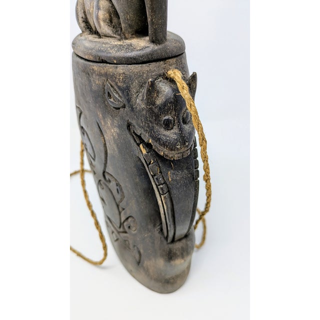 Brown 1940s Artisan Folk Art Borneo Dayak Tribe Bahau Water Container For Sale - Image 8 of 11