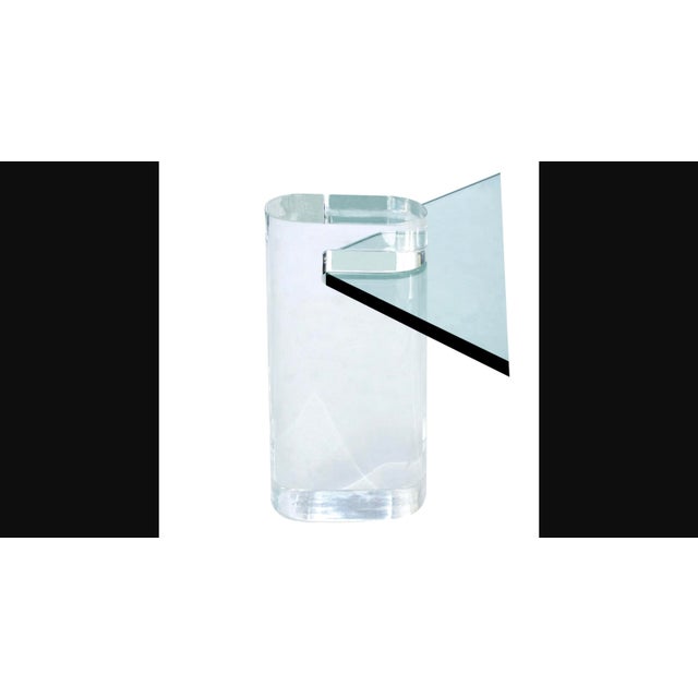 Transparent Large Karl Springer Attributed Lucite Leg Coffee Table, Glass, 1980s For Sale - Image 8 of 18