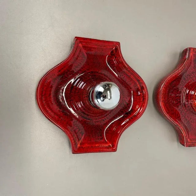 Red Ceramic Fat Lava Wall Lights from Hustadt Lights, Germany, 1970s, Set of 2 For Sale - Image 4 of 18