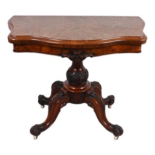 Victorian Walnut Games Table with Fold-Over Top, 1880s For Sale