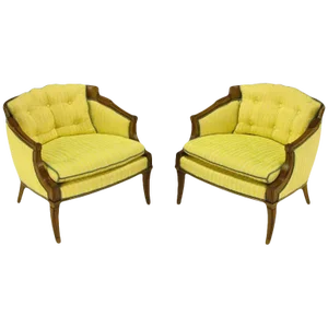 Oxford Ltd Saffron Striped Barrel Lounge Chairs - a Pair