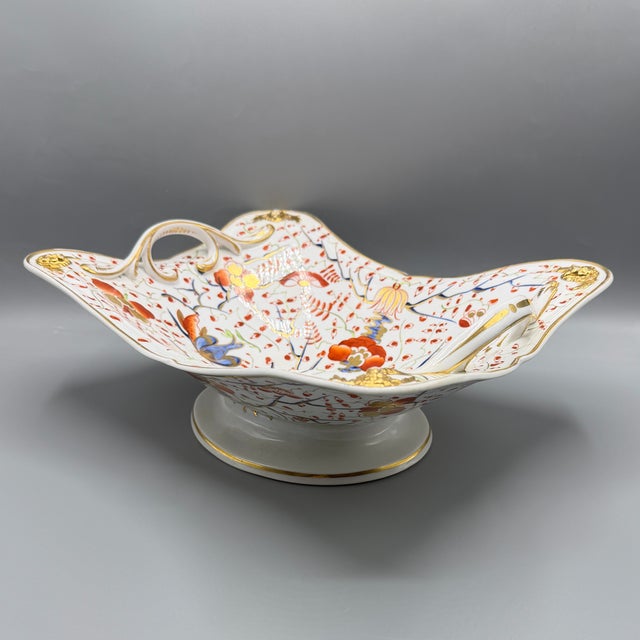 Antique Kakimon Centrepiece Bowl with Double Handled Two Quails Pattern by Derby Porcelain Factory, 1820 For Sale - Image 18 of 18