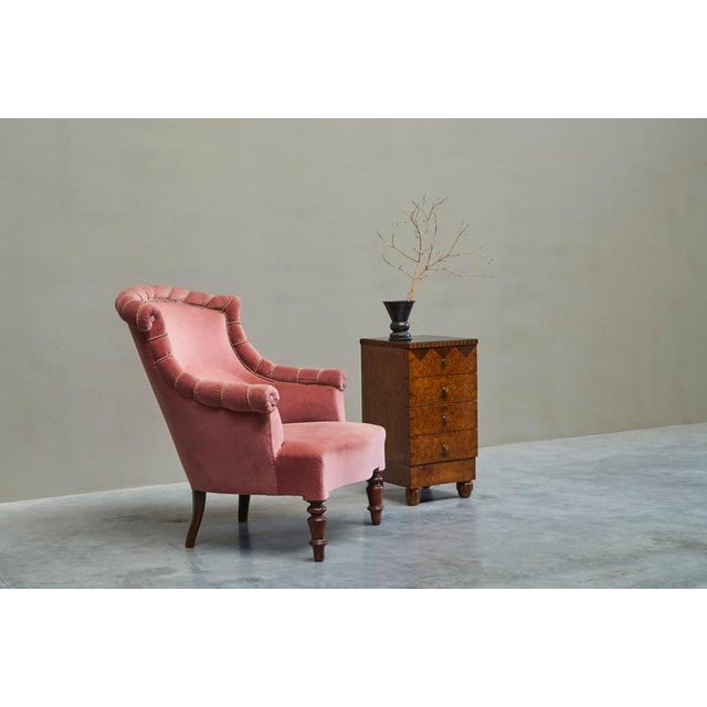 Late 19th Century Lounge Chair in Pink Velvet For Sale - Image 4 of 13