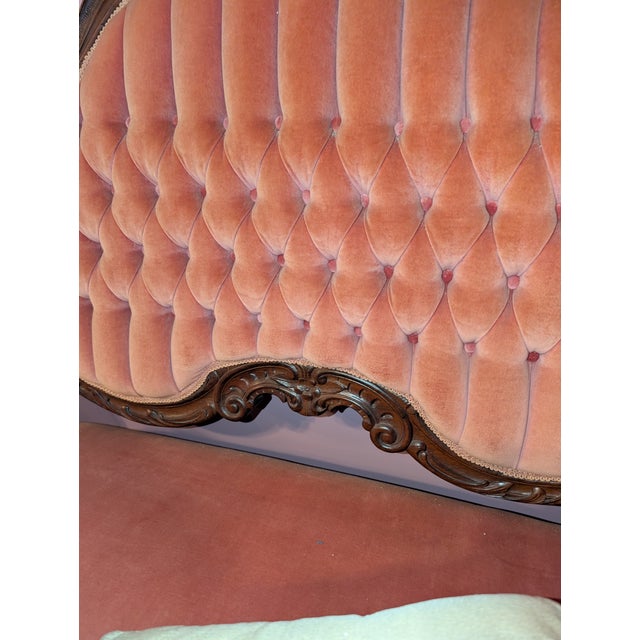 Sofa Antique Victorian Walnut Tufted Parlor Sofa, Carved Frame, c.1890 For Sale - Image 12 of 16