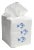 Blue School of Fish Tissue Box Cover in White Linen & Cotton, Embroidered For Sale