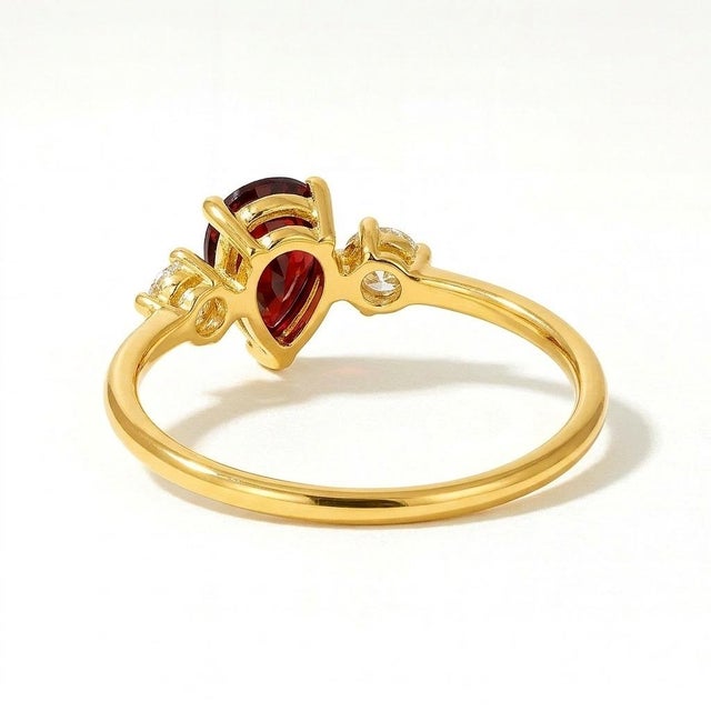 Not Yet Made - Made To Order Natural Garnet Cubic Zirconia Wedding Engagement Ring Us 7 For Sale - Image 5 of 5