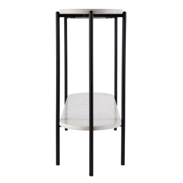 2020s Renaldo 49.5 in. W Elongated Marble and Iron 2-Tier Console Table, Metalworks For Sale - Image 5 of 7