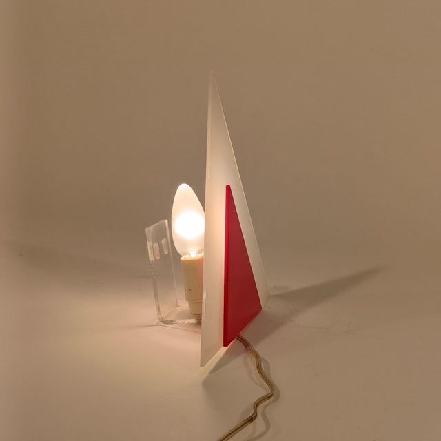 Red Italian Geometric Sconce from Guzzini, 1970s For Sale - Image 8 of 12