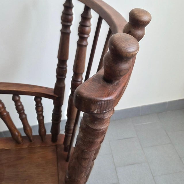 1970s Vintage Brutalist Oak Armchairs with Spools, 1970s, Set of 2 For Sale - Image 5 of 17