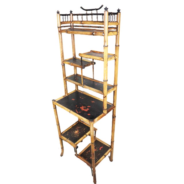 Mid 19th Century Mid 19th Century Napoleon III Period Bamboo Etagere For Sale - Image 5 of 17