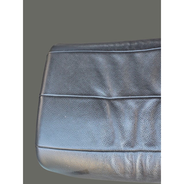 Late 20th Century Danish Modern Swivel Foot Stool Black Leatherette Metal Base Ply Craft For Sale - Image 4 of 8