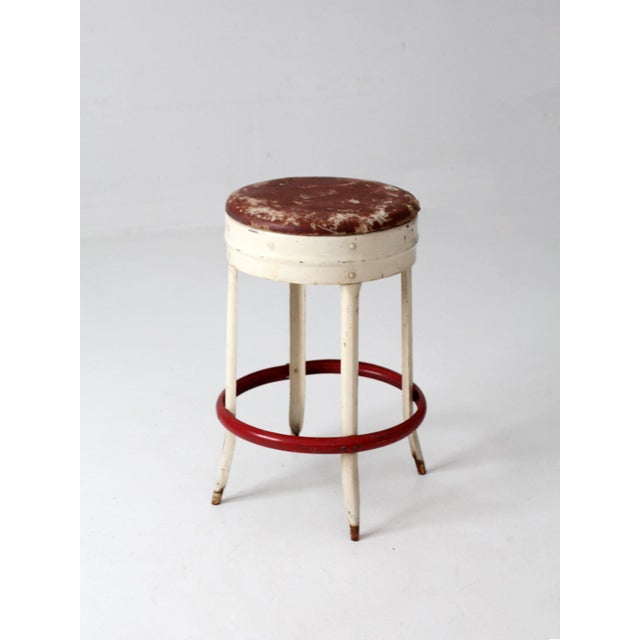 Metal Mid-Century Industrial Diner Stool For Sale - Image 7 of 17