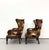 Cream Vintage Carved Wood Patchwork Cowhide Wingback Chairs - Pair For Sale - Image 8 of 9