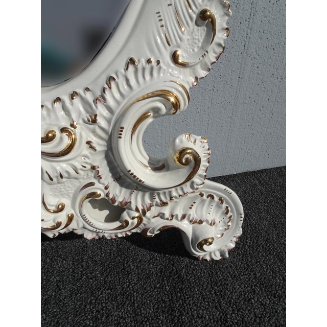 Vintage Capo Di Monte Italian White Floral Mirror 43"h For Sale - Image 12 of 13