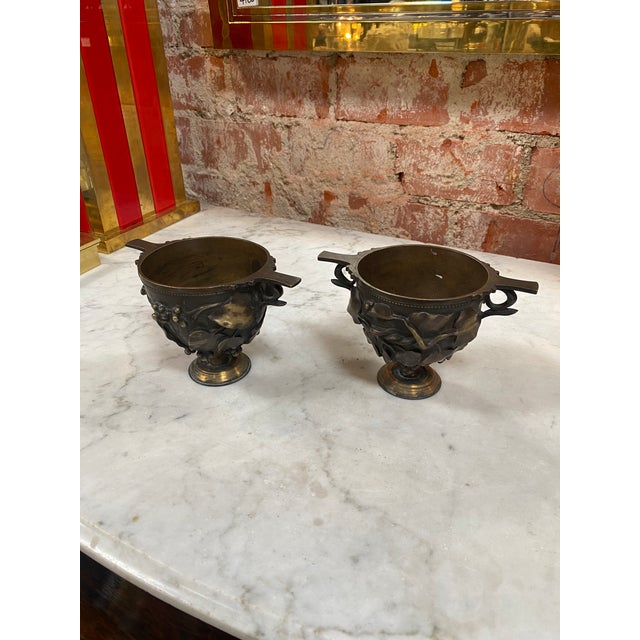 Metal 1930s Italian Vintage Bronze Vases - Set of 2 For Sale - Image 7 of 9