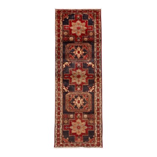 Vintage North West Persian Handmade Red Tribal Wool Runner For Sale