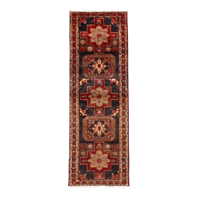 Vintage North West Persian Handmade Red Tribal Wool Runner For Sale