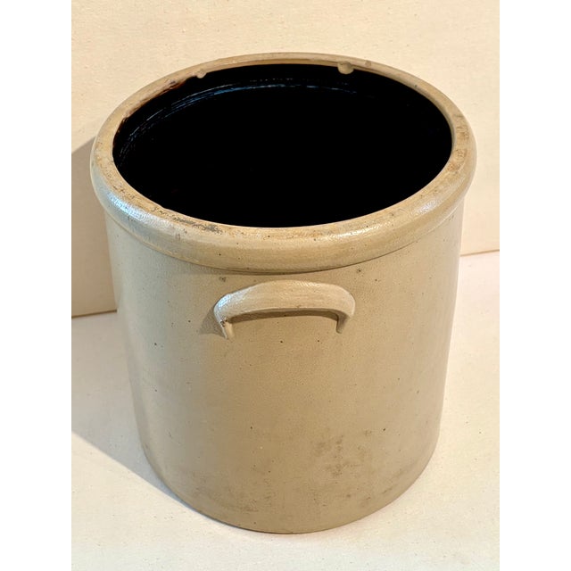Almond Early Red Wing Pottery 3 Gallon Stoneware Crock Bee Sting Salt-Glaze Design and Applied Handles For Sale - Image 8 of 14