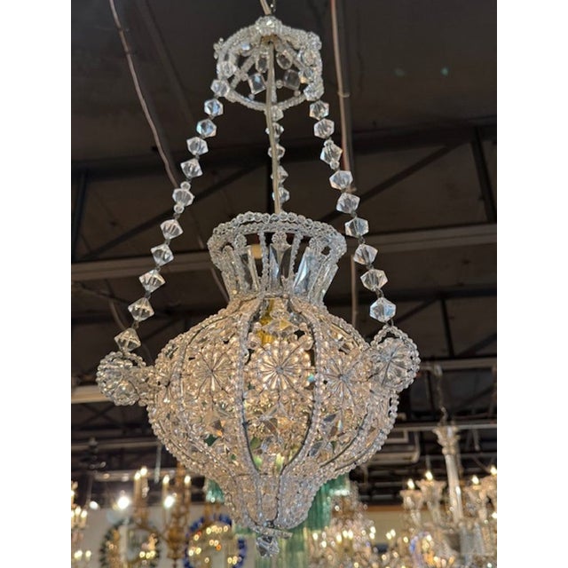 Vintage Italian Beaded Crystal Pendant Chandeliers For Sale - Image 4 of 8