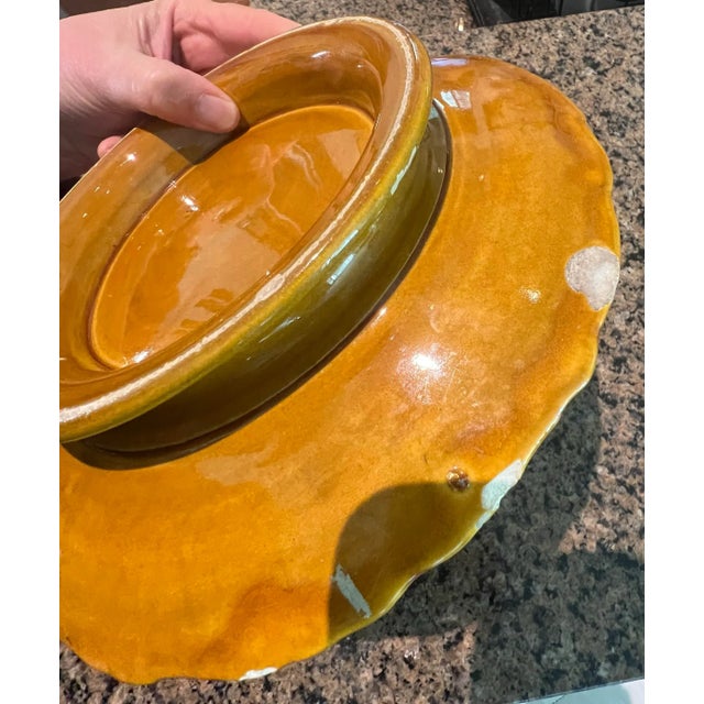 Antique German Majolica Begonia Pedestal Plate For Sale In Chicago - Image 6 of 10