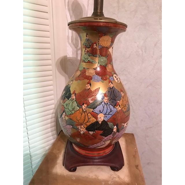 Copper 1960s Chinoiserie Hand Painted Porcelain Lamp For Sale - Image 8 of 13
