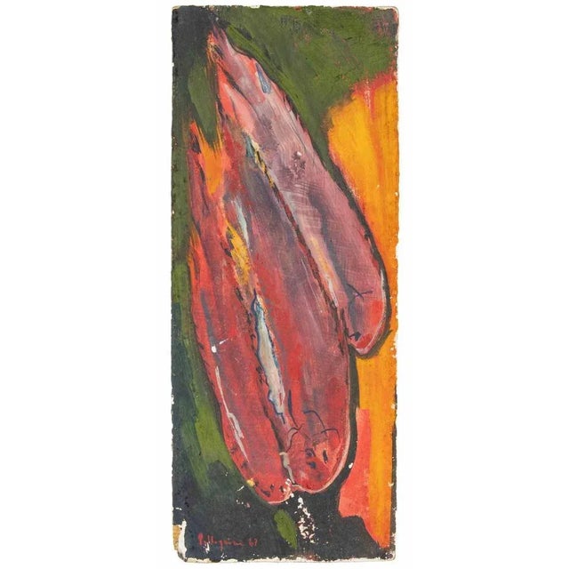 1960s Sirio Pellegrini, Fishes, Oil Painting, 1960s For Sale - Image 5 of 5