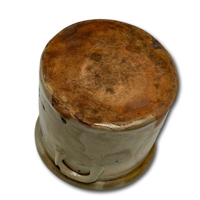 Wonderfully Rustic Small 1 Gallon Size Antique MId 1800s American Blue Decorated Stoneware Storage Crock 7 Inches Tall For Sale - Image 17 of 18