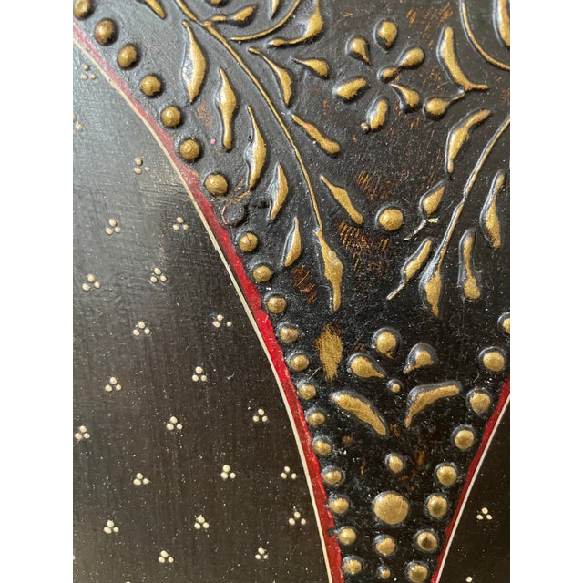 Black Bani Thani Indian Mona Lisa Diptych Hand Painted Original Oil Painting 24x18” For Sale - Image 8 of 11