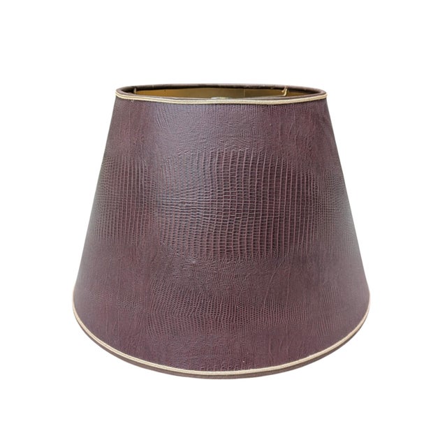 Stiffel Vintage Crocodile Skin Burgundy and Gold Stiffel Lamp Shade For Sale - Image 4 of 14