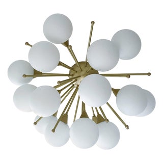 21st Century Mezzo Satin Brass Matte White Murano Flush Mount by Fabio LTD For Sale