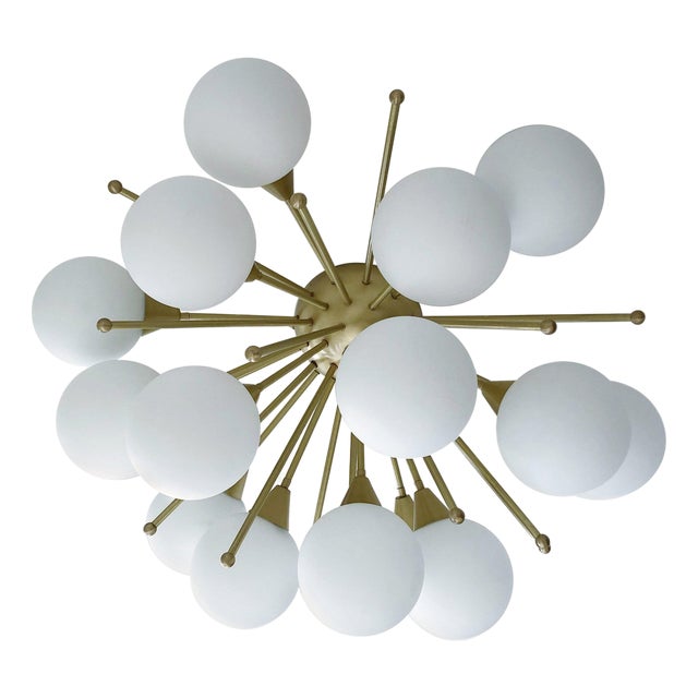 21st Century Mezzo Satin Brass Matte White Murano Flush Mount by Fabio LTD For Sale