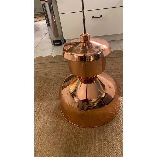 1950s 1950s Pair Large Vintage Copper Factory Pendant Lights For Sale - Image 5 of 9