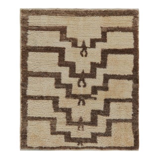 Vintage Tulu Rug in Beige, With Brown Geometric Patterns, From Rug & Kilim For Sale