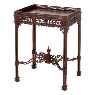 Chinese Chippendale Style Mahogany Silver Table For Sale