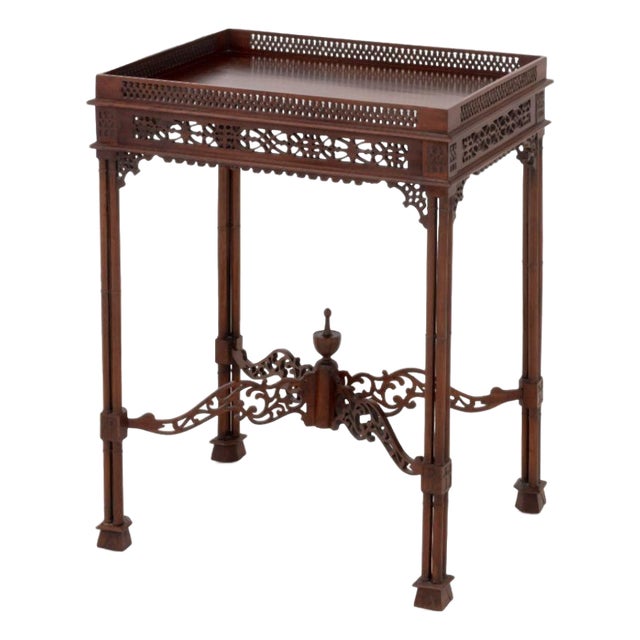 Chinese Chippendale Style Mahogany Silver Table For Sale