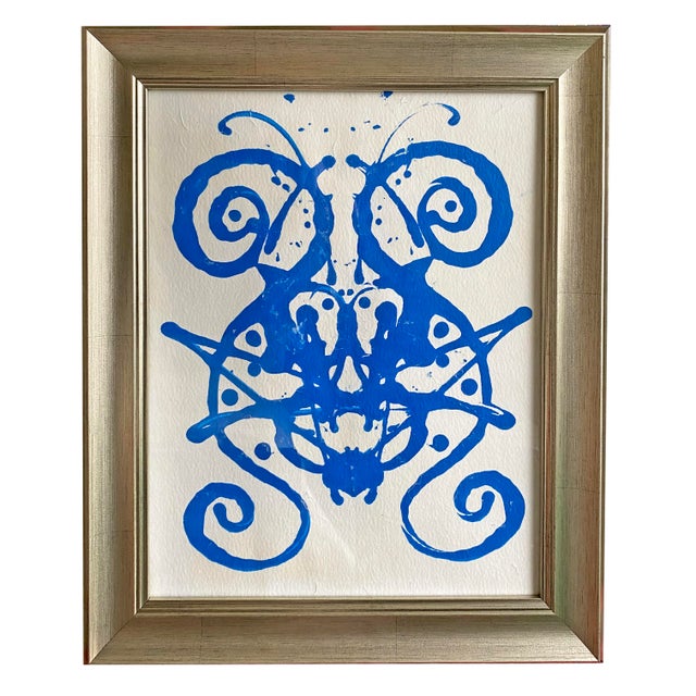 2020s Original Rorschach Test–Inspired Abstract Paintings – Hand-Painted Acrylic on Rice Paper, Framed Modern Art Set For Sale - Image 5 of 7