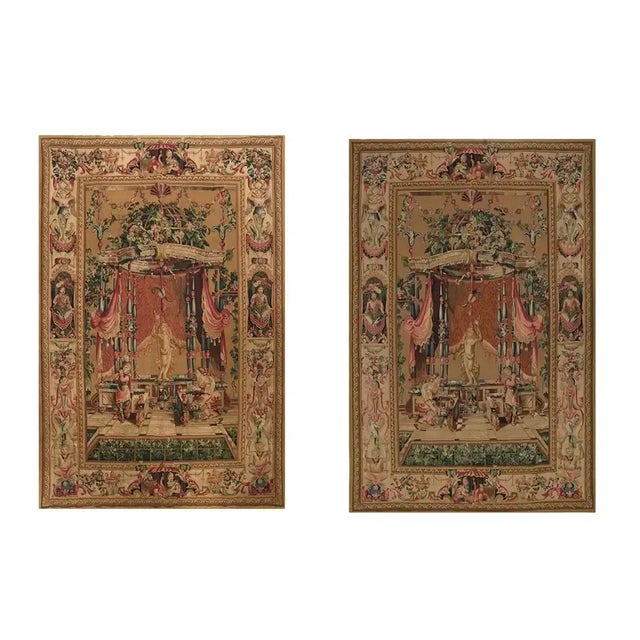 Gold 1990s 17th Century Left Facing Wall Tapestry Recreation of “The Offerings of Bacchus” For Sale - Image 8 of 9