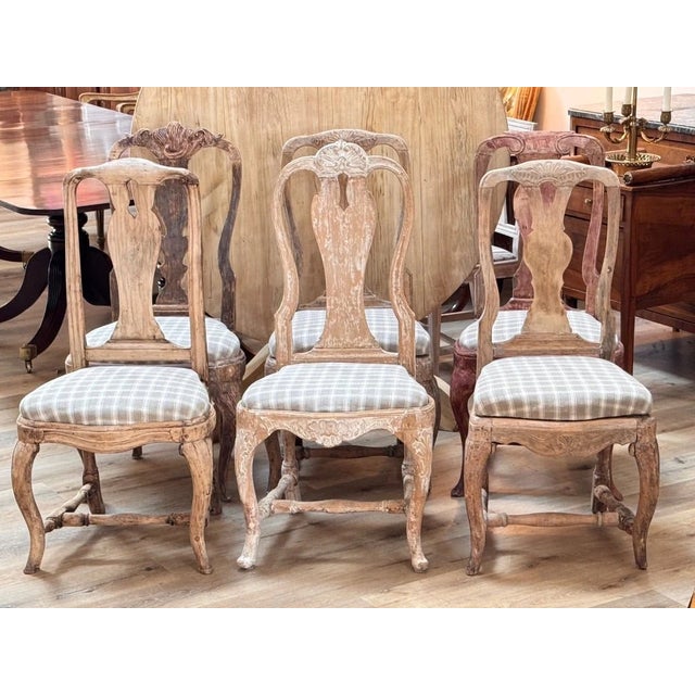 Gustavian (Swedish) Set of Six 18th Century Gustavian Dining Chairs For Sale - Image 3 of 11