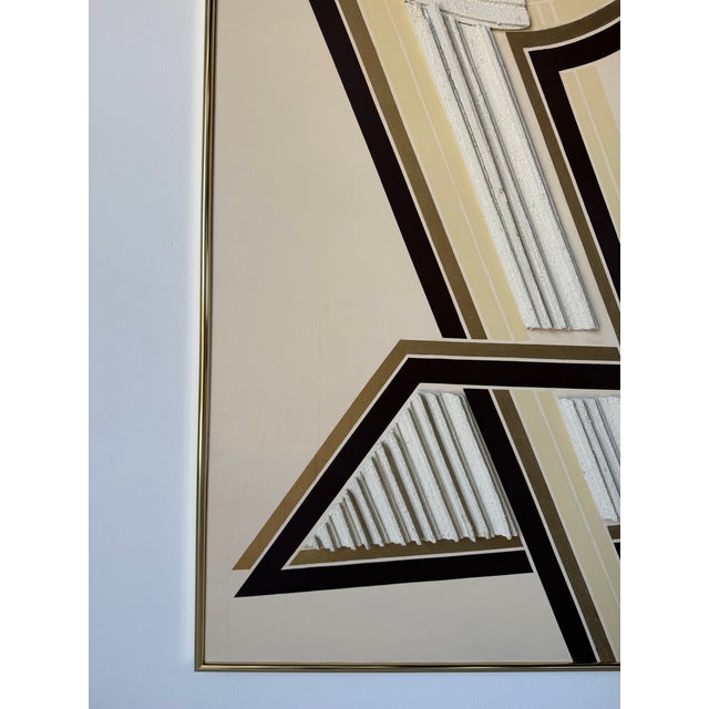 Large- 1980s Frank Stella-Style Mixed Media Geometric Relief Abstract Wall Art- Painting For Sale In Miami - Image 6 of 12