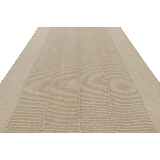 2010s Rug & Kilim’s Contemporary Kilim With Textural Beige Stripes For Sale - Image 5 of 8