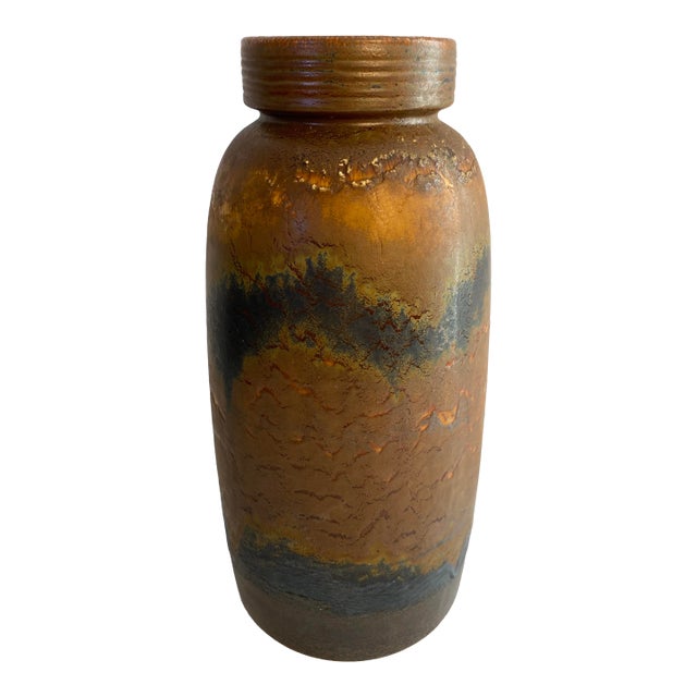 Mid-Century Modern West German Fat Lava Studio Pottery Vase, No. 553-38, Brown For Sale