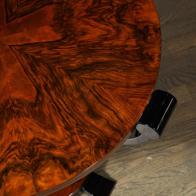Art Deco Machine Age Occasional Table in Book-Matched & Burled Walnut For Sale - Image 14 of 14