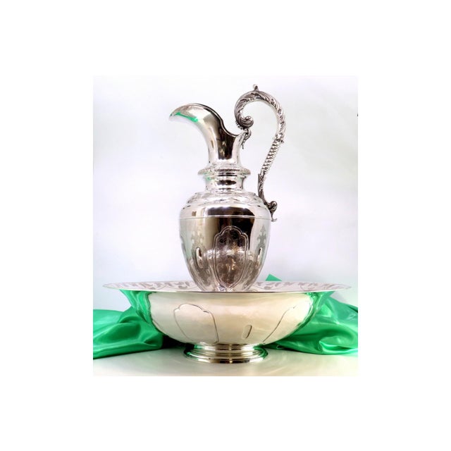 Metal Lavender and Silver Ewer with Guilloche Engravings For Sale - Image 7 of 7