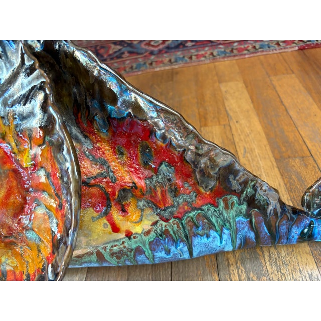 Blue 1950s Italian Glazed Terracotta Fish Sculpture For Sale - Image 8 of 15