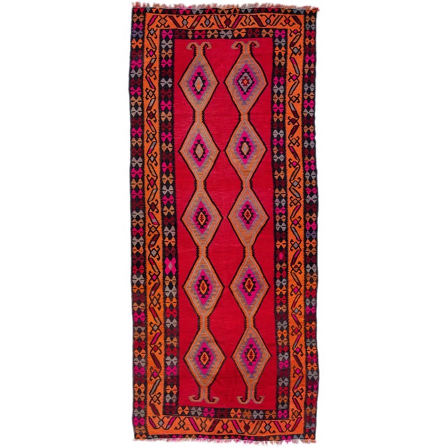 Mid-20th Century Turkish Kilim Red Handmade Tribal Wool Runner For Sale - Image 10 of 10
