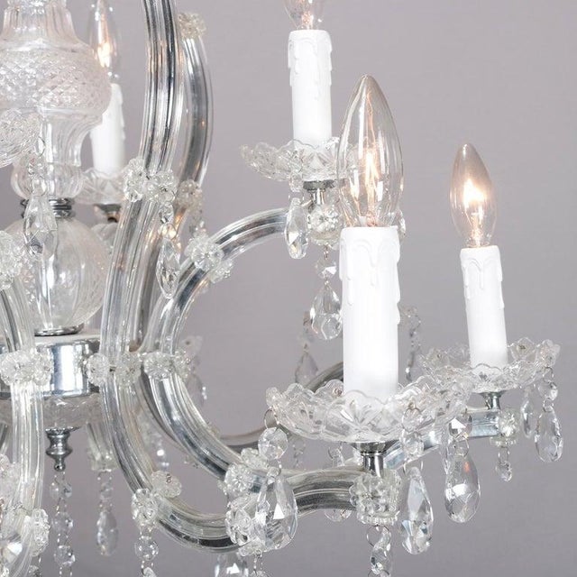 Italian Vintage Italian Cut Crystal and Chrome 12-Light Chandelier, 20th Century For Sale - Image 3 of 5