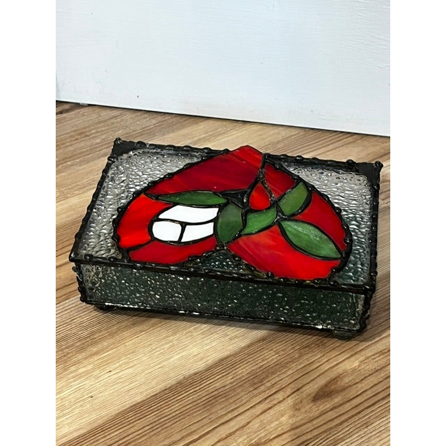 Vintage Leaded Stained Glass Trinket Box For Sale - Image 9 of 15