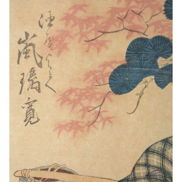 Paper Actor Arashi Rikan II as Aburaya Yohei - Figurative Woodblock Print on Paper by Shunbaisai Hokuei For Sale - Image 7 of 11