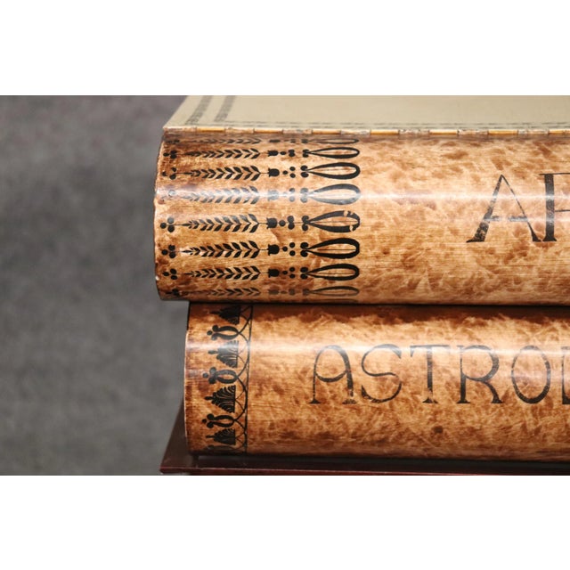 Yellow Italian Painted Tole Metal End Table Styled after Historic Literature Books For Sale - Image 8 of 13